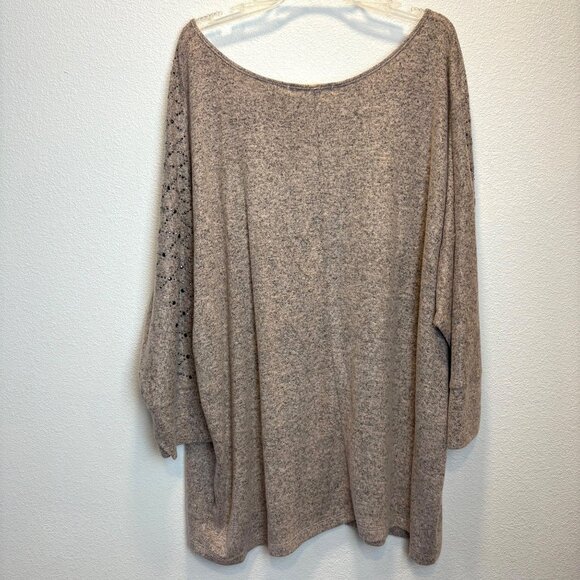 Cactus + Pearl XXL Beige Knit Top Beaded Diamond Tunic Casual oversized Neutral - Picture 3 of 6